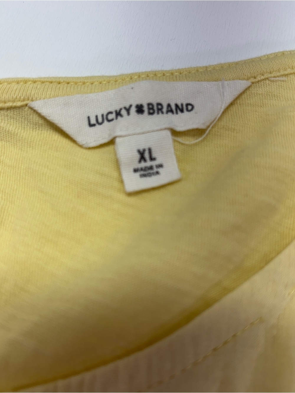 Lucky Brand Yellow Cotton Boho Peasant Crochet Trim Sleeveless Top XL - Picture 2 of 12
